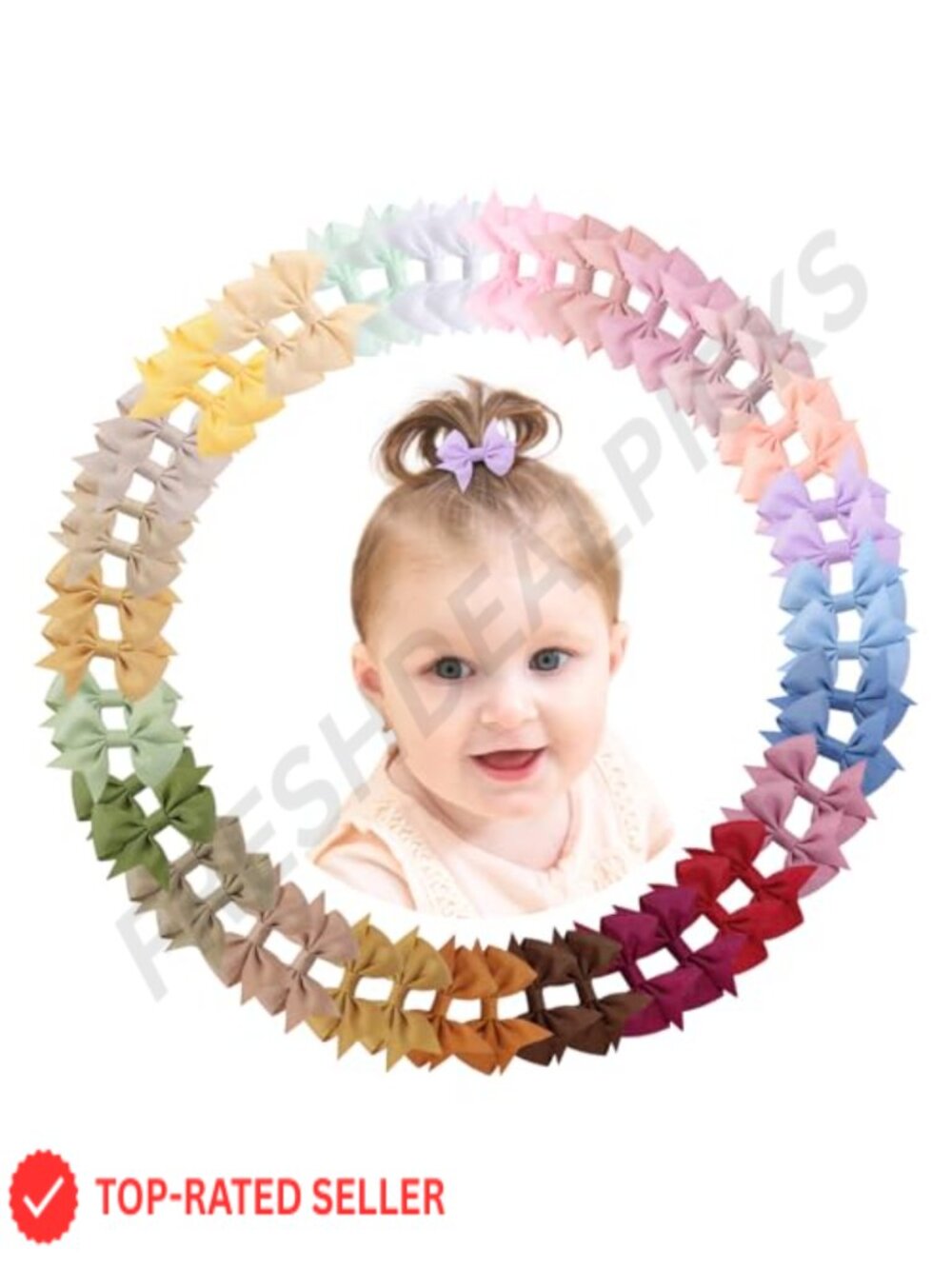 50pc Baby Hair Clips 2.5in Small Bows Fully Lined Alligator Clips